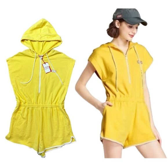 HUNTER x TARGET Hoodie Romper Yellow Jumper With Pockets NWT Large *Flawed* - Picture 1 of 8